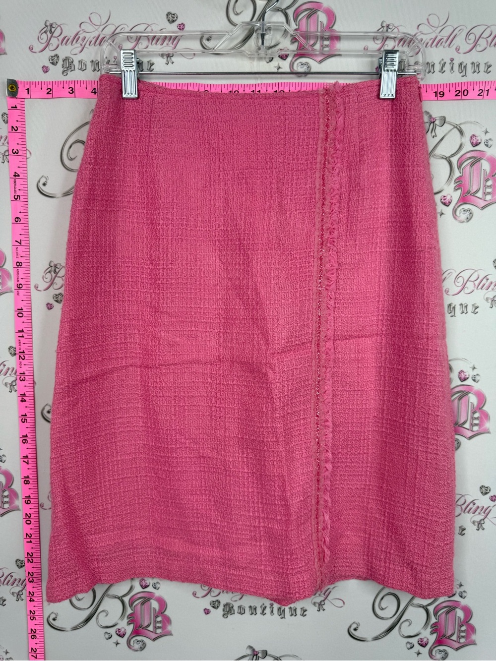 WANKO skirt tweed look  Pink Textured Pencil Skirt